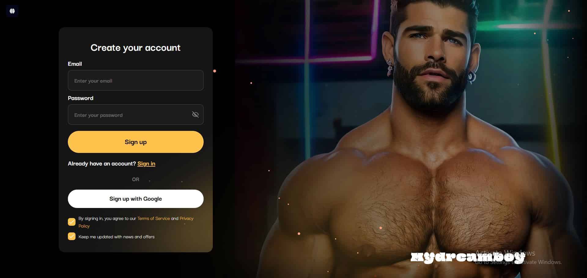 MyDreamBoy Create account