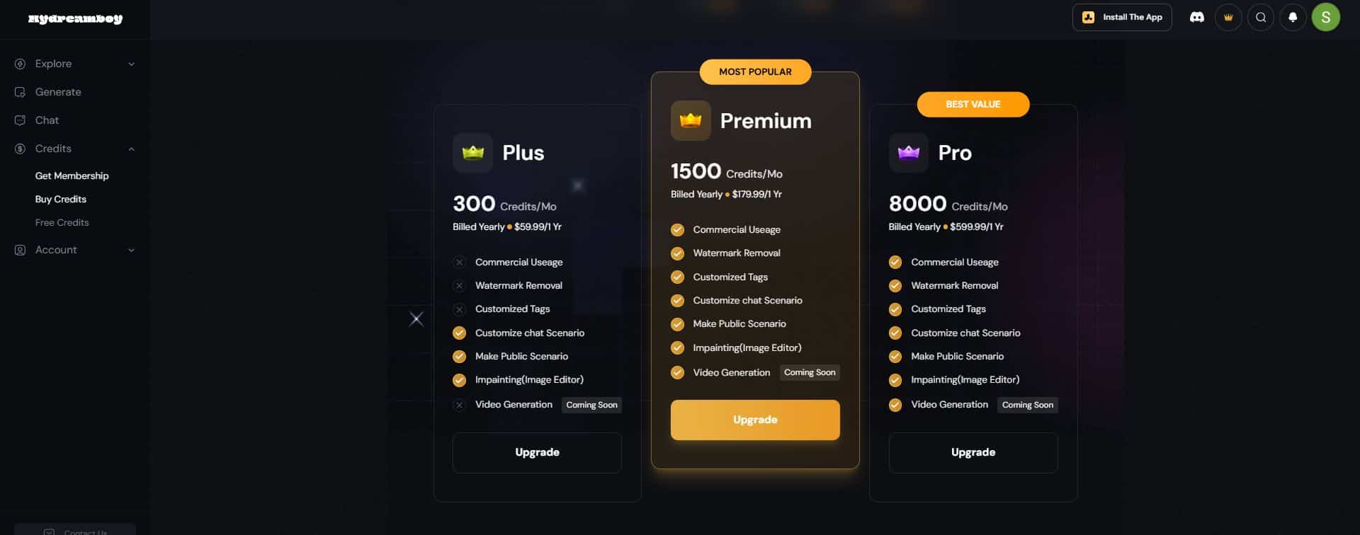 MyDreamBoy Pricing