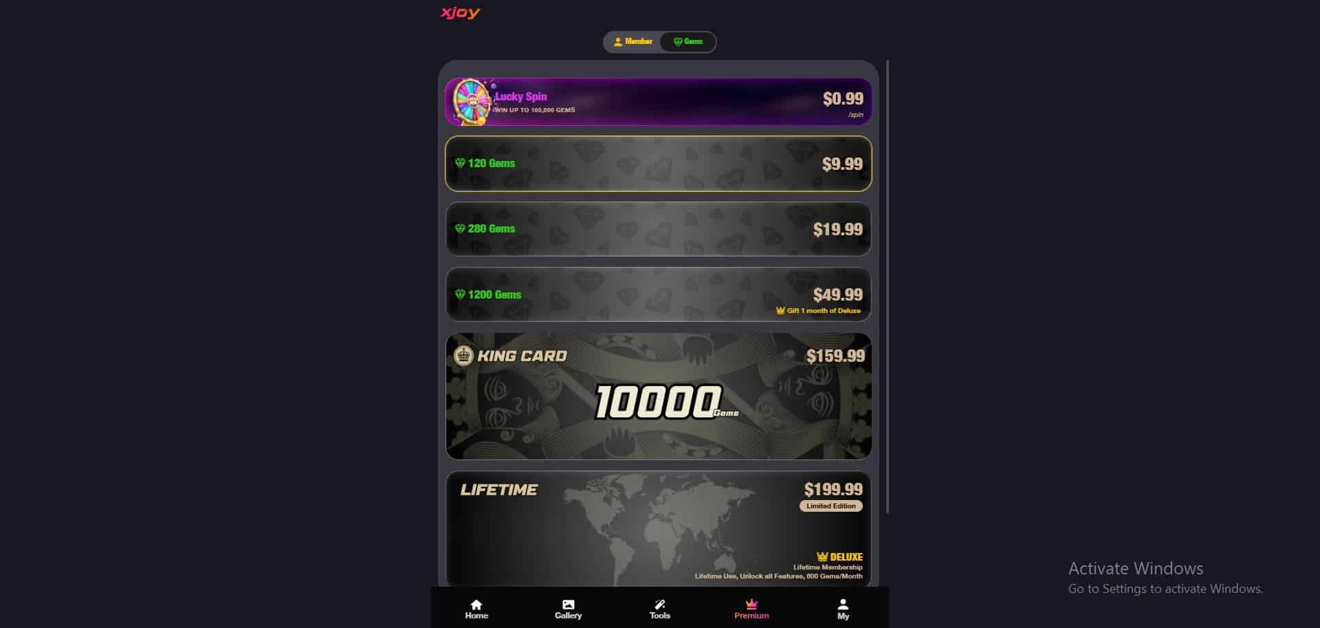 Xjoy Pricing