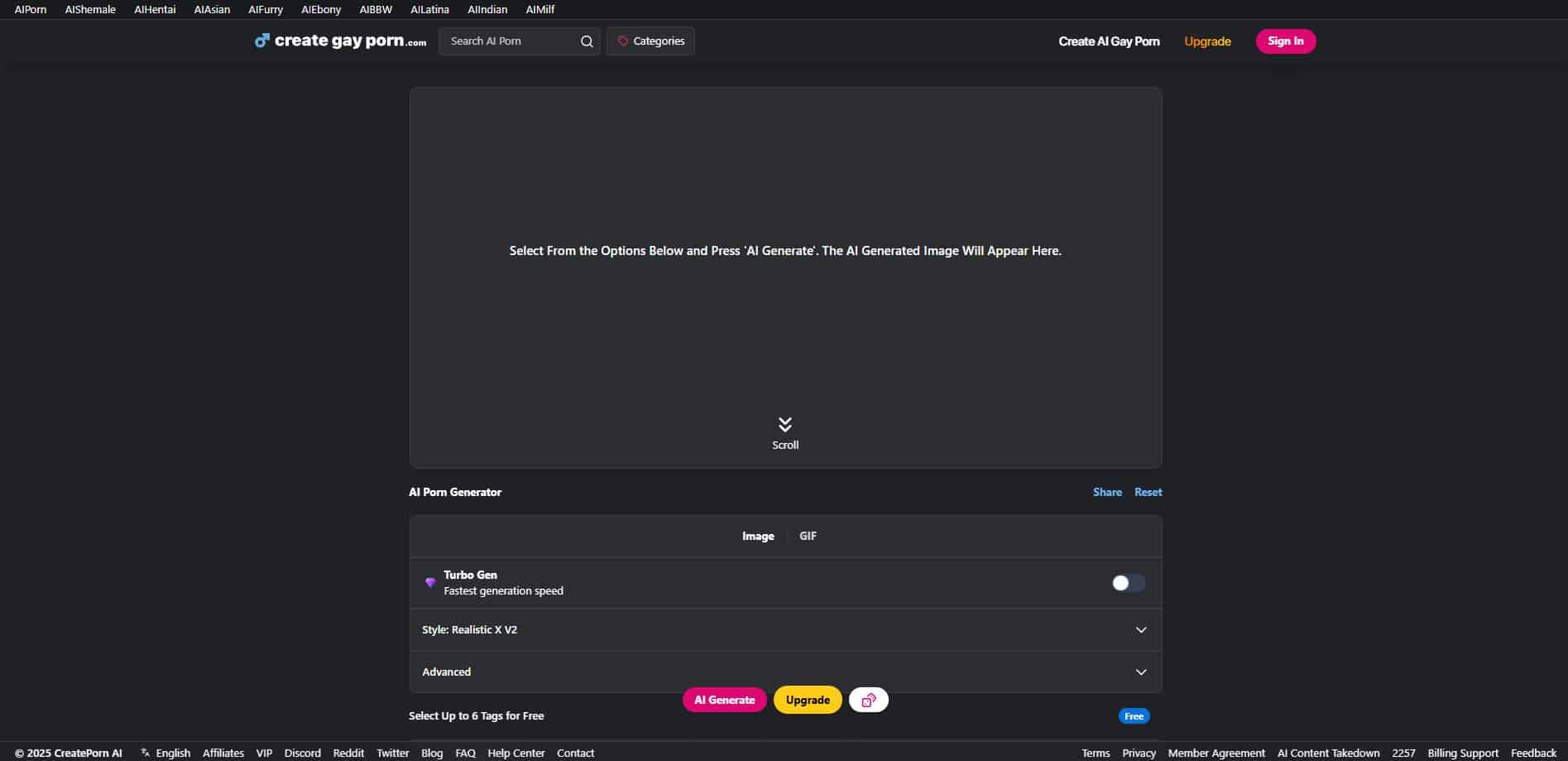 Create GayPron AI Generate
