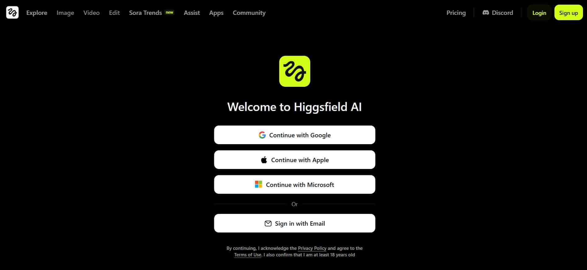 Higgsfield.Ai sing up