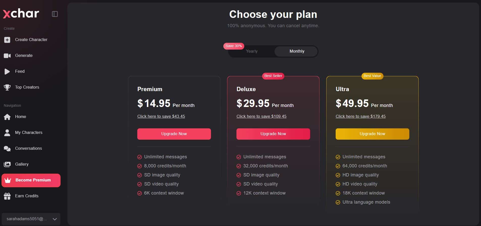 Xchar AI pricing