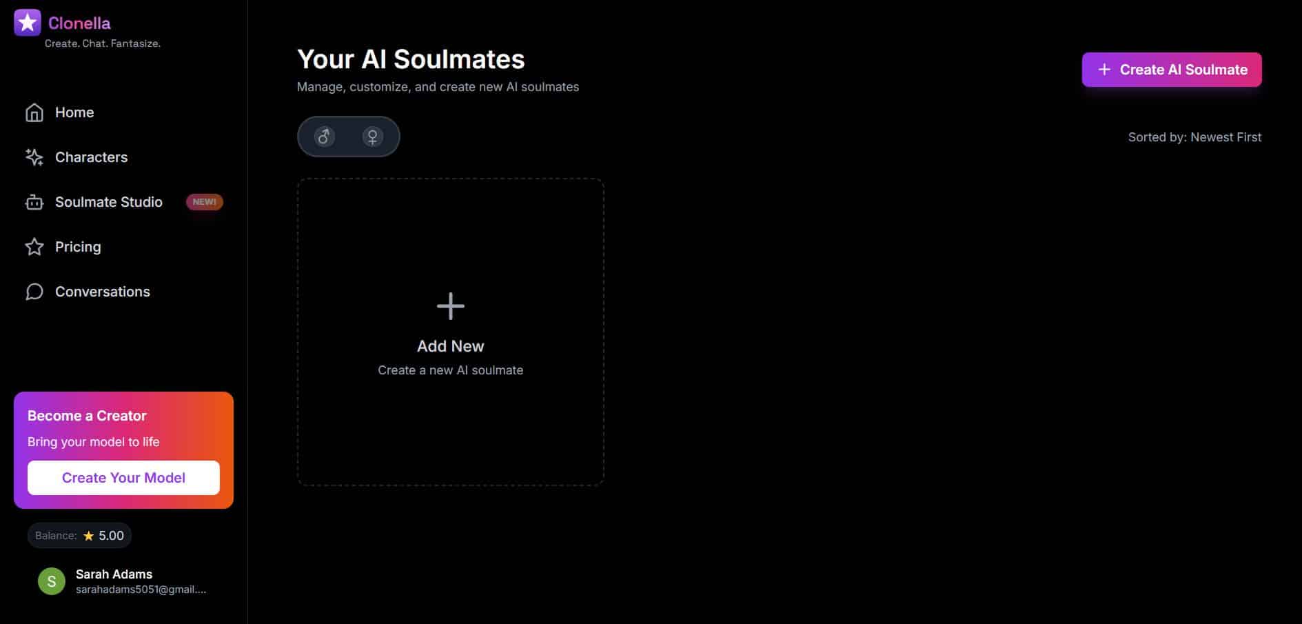 Create Clonella soulmates