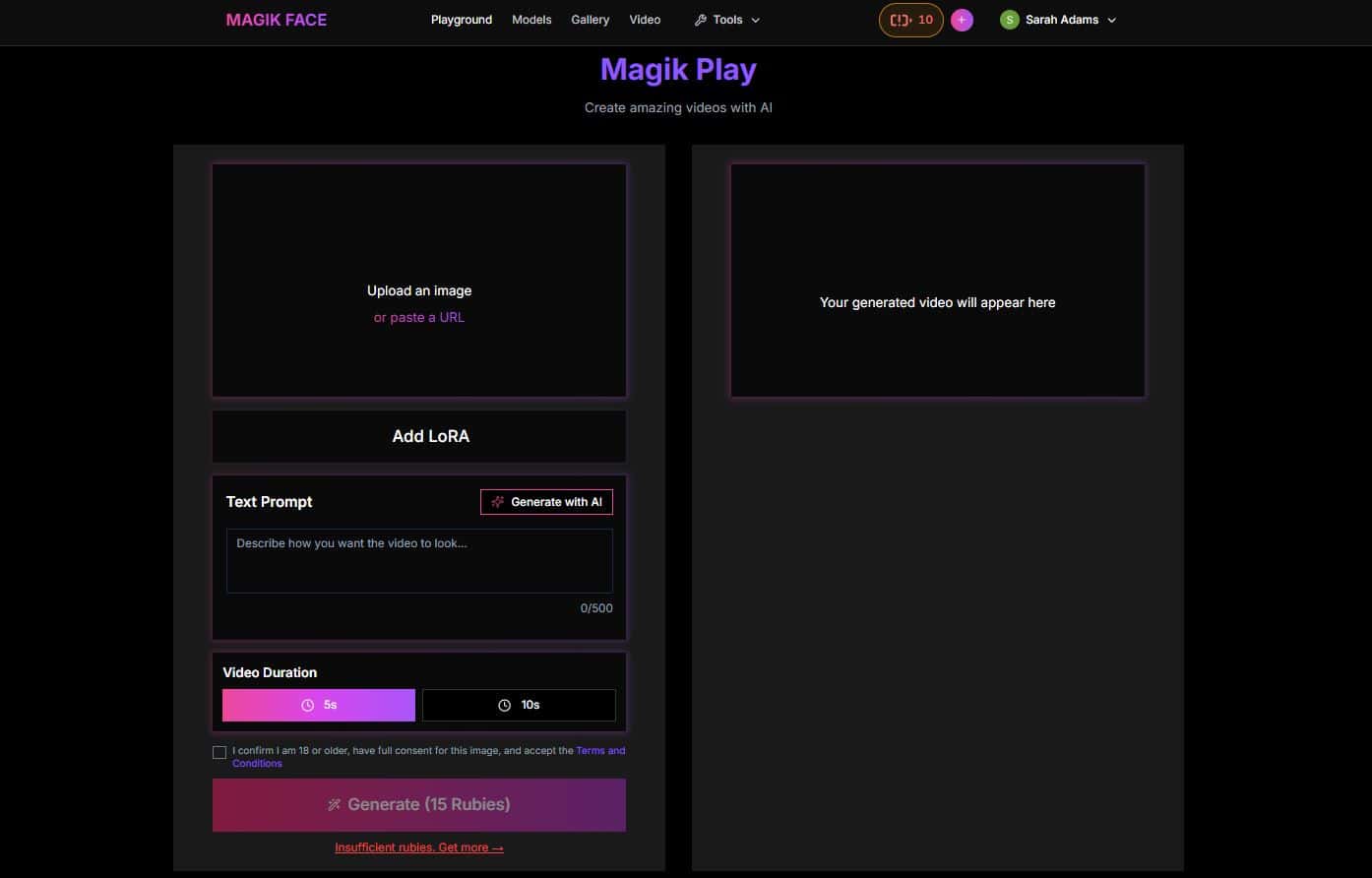 Magik Face video generate