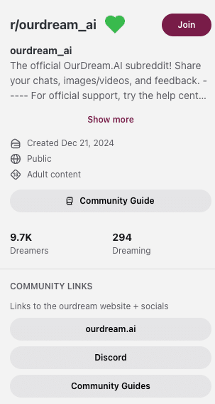 OurDream on Reddit