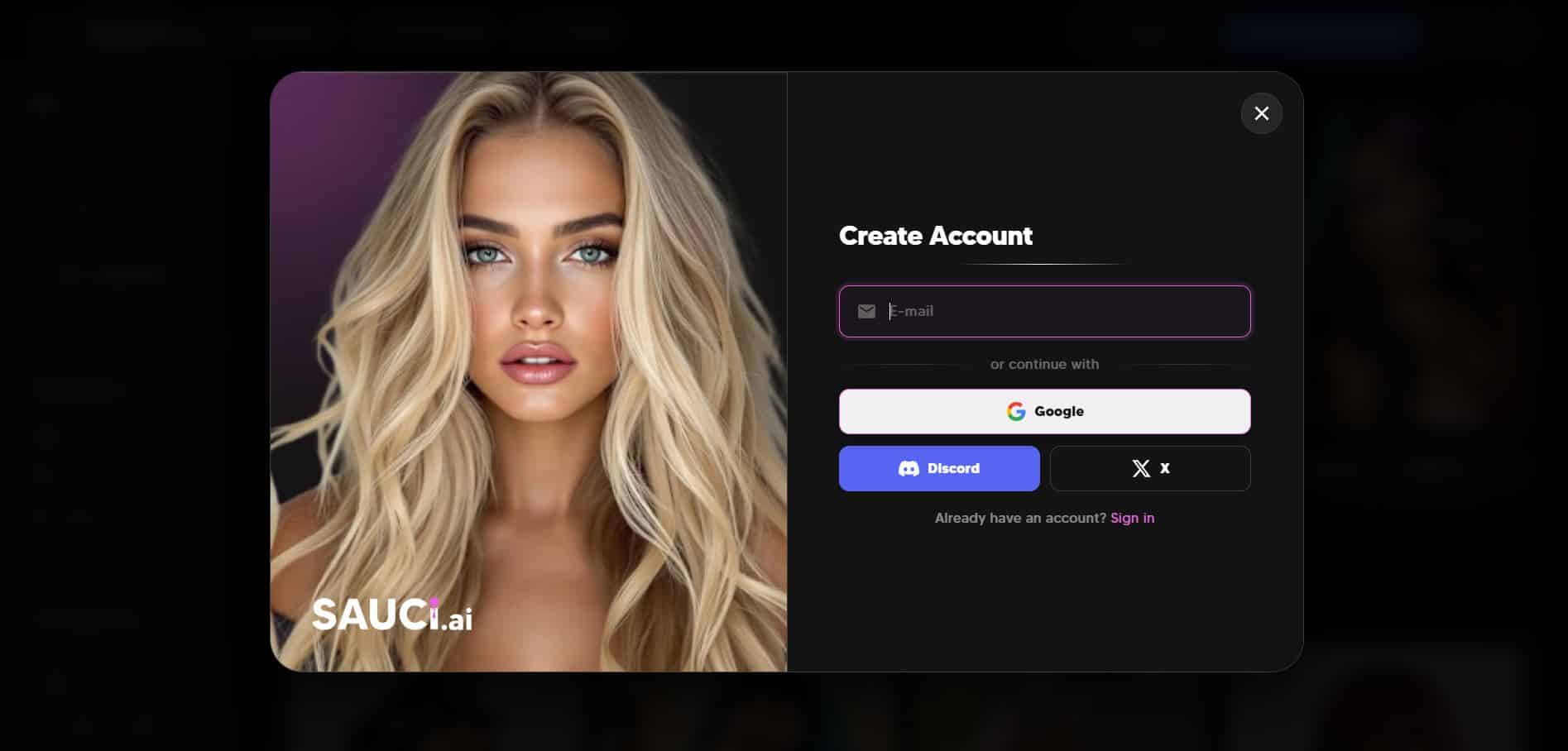 Create Sauci AI account