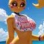 Anime Babe in Pink Undies Teasing by the Ocean with Her Big Tits
