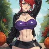 Curvy Hentai in a Tube Top and Mini Skirt Flashing Pussy