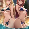 Two Bikini-Clad Anime Babes Teasing Wet Curves in the Pool